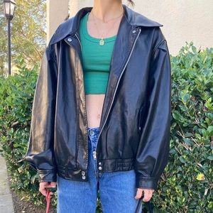 faux leather bomber jacket